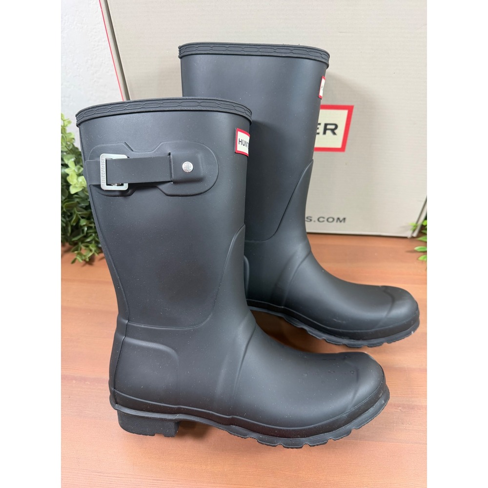 Hunter Womens Original Short Black Waterproof Rain Boots Size 8